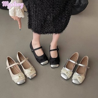 Giày đế bệt vuông thời trang nữ Mary Jane Nơ đế bệt thoải mái
