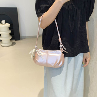 Túi mây nhăn, thời trang độc đáo, túi đeo vai đa chức năng màu trơn dành cho nữ, chất lượng cao