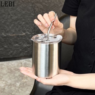 Cốc nước inox 304 có ống hút dung tích lớn cốc thẳng ins gió đá cốc cà phê Mỹ