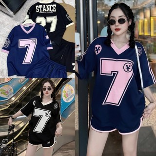Áo thun bóng rổ thể thao mới mùa hè No. 7 Áo thun dáng rộng cổ chữ V Unisex OverSize Áo thun nam nữ-Jersey SỐ 7
