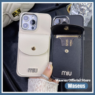 Ốp Lưng Đựng Thẻ Da miumiu Sang Trọng Cho iPhone 16 Pro Max 15 Plus 15 14 13 12 11 Pro Max 7Plus 8Plus Vỏ Điện Thoại