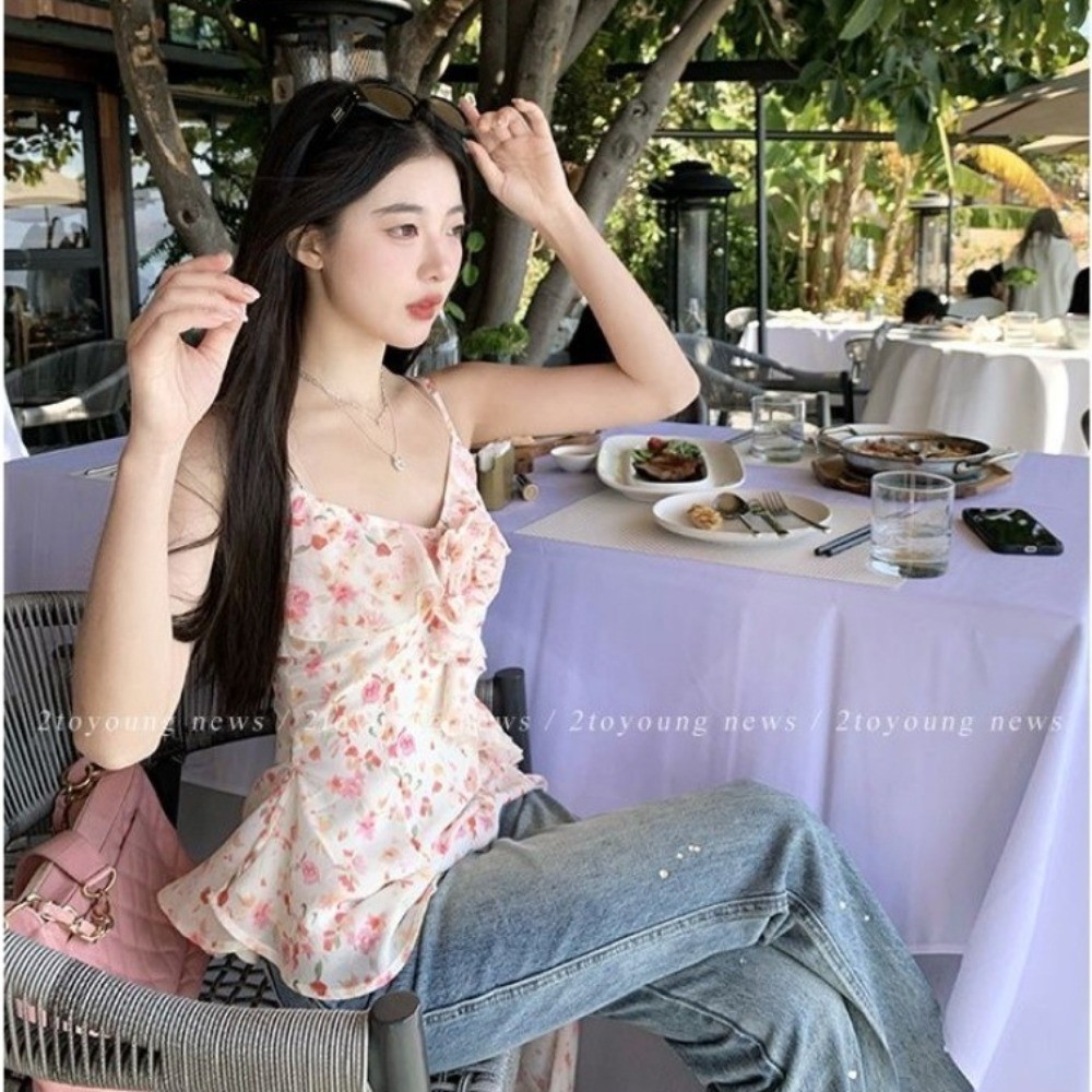 (Giao Hàng Nhanh Tại Hà Nội) Áo Yếm Hoa Ngắn Dành Cho Nữ 2024 Giảm Béo Thời Trang Mới Cho Mùa Hè Top | BigBuy360 - bigbuy360.vn