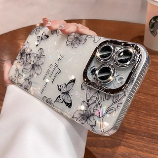 Ốp điện thoại vỏ Laser chất lượng sang trọng cho iPhone 15 14 13 12 Pro MAX 11 14 15 Plus với màng ống kính Bling bao gồm tất cả Ốp lưng trong suốt