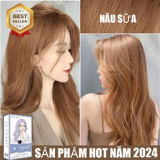  💕Thuốc nhuộm tóc màu NÂU SỮA thuốc nhuộm tóc không cần tẩy kem nhuộm tóc tại nhà 💕STYLE FIT tặng kèm dụng cụ 