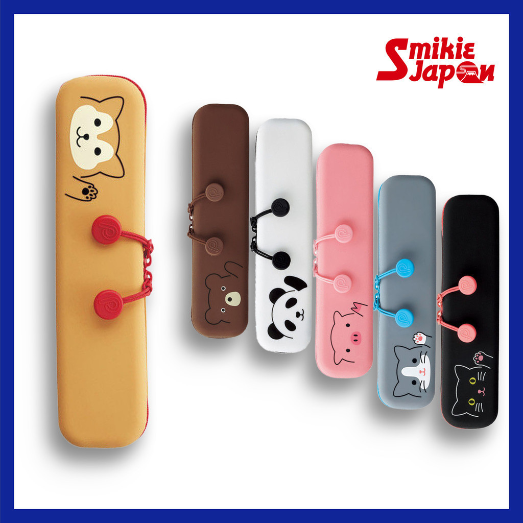 LIHIT LAB Smart Fit Punilabo Slim Zipper Pouch A7717: Bear, Shiba Inu, Black Cat, Tuxedo Cat, Pig, P