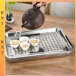 Khay úp ly inox - khay inox đựng đồ chiên cao cấp có lỗ thoát nước 22 x 32 x 5cm kny