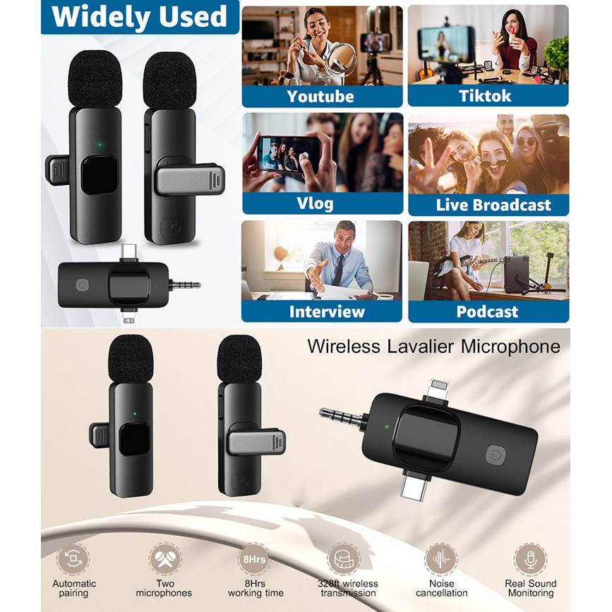 Micro ghi âm không dây USB chuyên nghiệp K15 | BigBuy360 - bigbuy360.vn