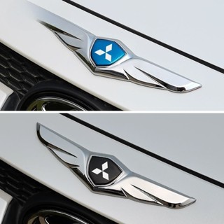 Dành Cho Xe Mitsubishi Nhôm Logo Xe Ô Tô Nắp Trước Kim Loại Đồ Trang Trí Cánh Thiên Thần Dán Động Cơ Hood Miếng Dán Phụ Kiện Xe Hơi