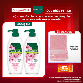 Bộ 2 chai sữa tắm Palmolive sảng khoái dịu êm 100% chiết xuất từ hoa anh đào 500g
