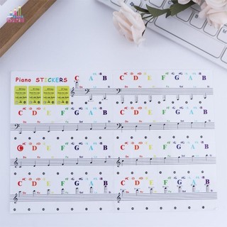 JESJELIU Đàn Piano Bàn Phím Dán Người Hâm Mộ Nhiều Màu Cho Phím Trắng Miếng Dán Biểu Tượng 88 Phím Dính Piano Stave Note