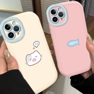 Tương Thích Cho iPhone 16 15 14 13 12 11 Pro MAX X XR XS MAX 7 8 Plus Phim Hoạt Hình Dễ Thương Và Vui Vẻ Mèo Cá Cặp Đôi Ốp Lưng Điện Thoại Mềm