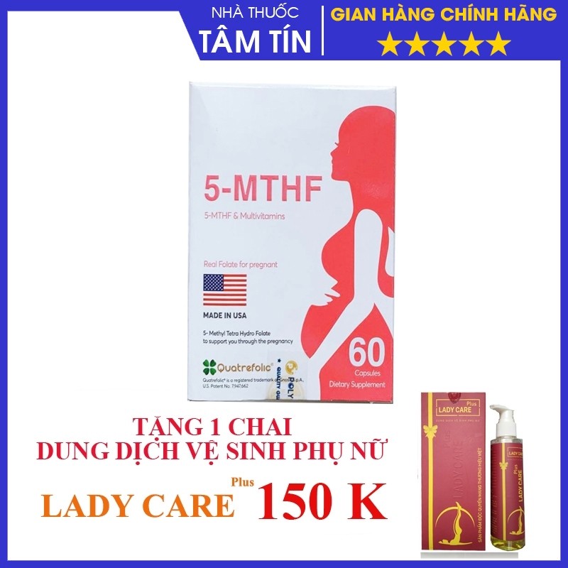 [CHÍNH HÃNG ] 5-MTHF  hỗ trợ mẹ bầu giảm nguy cơ sinh non - Hỗ trợ sinh sản - Hộp 60 viên
