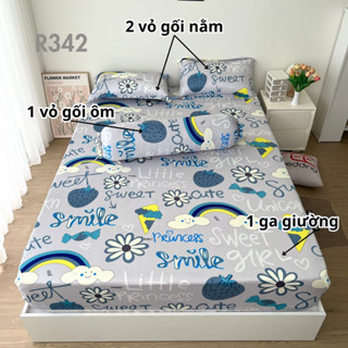  Bộ ga giường thun lạnh 4 món R342 in 3D REE Bedding đủ size drap trải nệm 