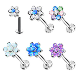 1 Chiếc G23 Hợp Kim Titan Vòng Môi Opal Răng Bên Trong Lưỡi Nhẫn Tai Đâm thủng Trang Sức