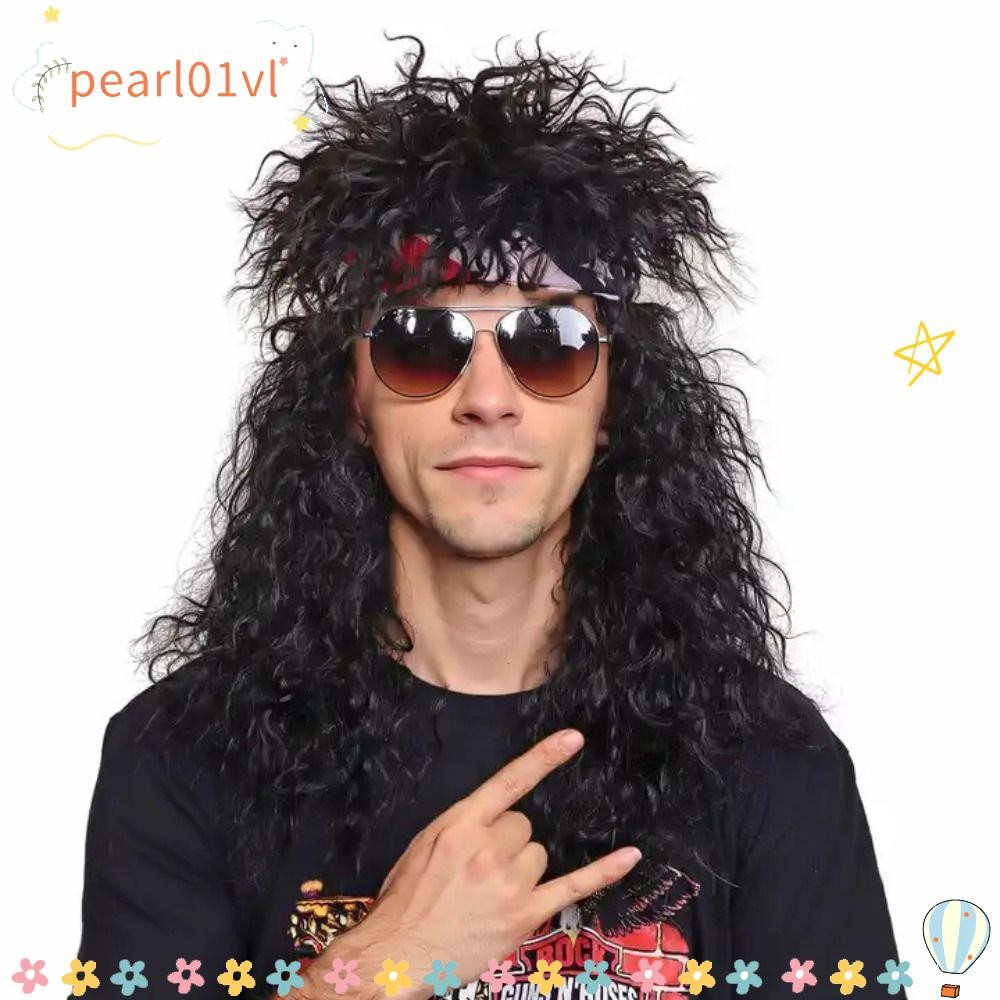 PEARL01 Halloween Party Cosplay Tóc Giả, Punk Fluffy 70s 80 Rockstar Tóc Giả, Vintage Dài Xoăn Cospl