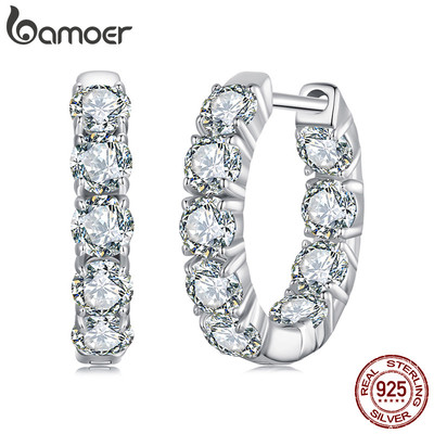 Bamoer Bạc 925 Moissanite Vòng Bông Tai Sáng Trang Sức Quà Tặng Cho Nữ