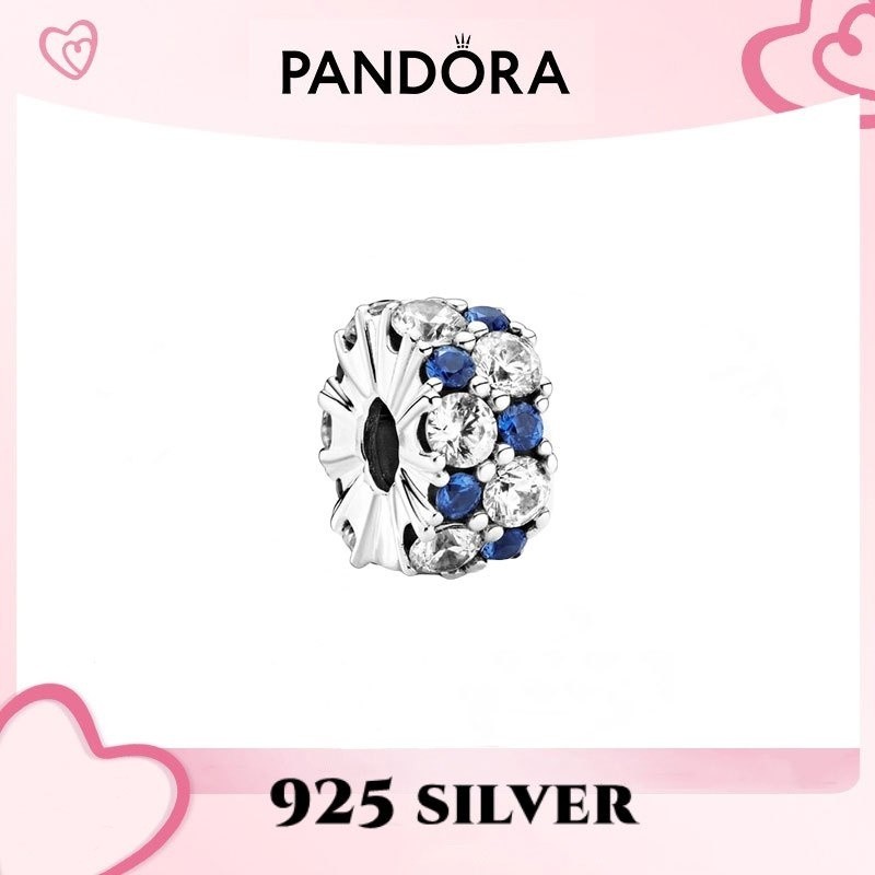 100% PANDORA S925 Bạc Trang Sức Vòng Tay Mặt Dây Chuyền Trong Suốt & Xanh Lấp Lánh Kẹp Charm
