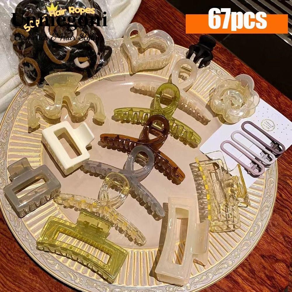 Unmegoni 32 / 67 Cái / bộ Kẹp Vuốt Tóc, Mũ Kẹp Tóc Màu Trơn, Phụ Kiện Tóc Barrette Màu Kẹo Cá Mập Kẹ