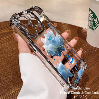 Ốp điện thoại IPhone 11 XR 15 14 13 12 Pro Max 7 8 Plus SE 2020 X Xs Max Sang Trọng Bốn Góc Túi Khí Ống Kính Phim Vỏ Bảo Vệ Hoa Xanh Nghệ Thuật Ốp điện thoại TPU