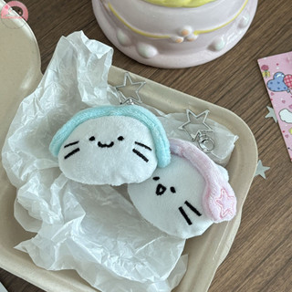 Bwhte Hoạt Hình Tai Nghe Mèo Sang Trọng Móc Khóa Dễ Thương Mềm Nhồi Bông Đồ Chơi Móc Khóa Ba Lô Mặt Dây Chuyền Phụ Kiện Trang Trí Cặp Đôi Quà Tặng Sinh Nhật.