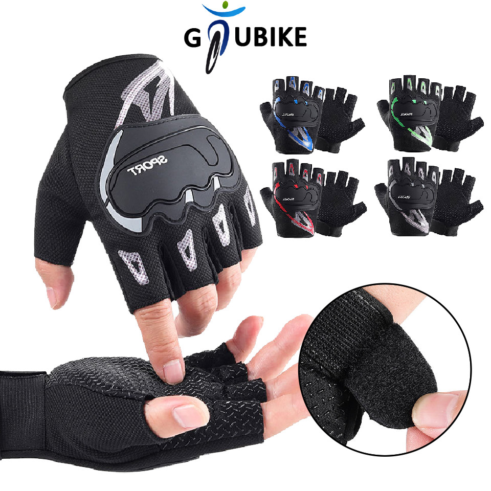 Gtubike 1 Cặp Găng Tay Câu Cá Đi Xe Đạp Ngoài Trời Chạy Bộ Co Giãn Chống Trơn Trượt Chống Sốc Nửa Ngón Tay