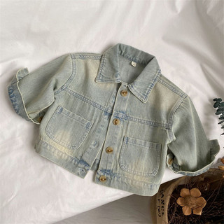 Áo khoác denim cổ điển Hàn Quốc Áo khoác cardigan ve áo bé trai