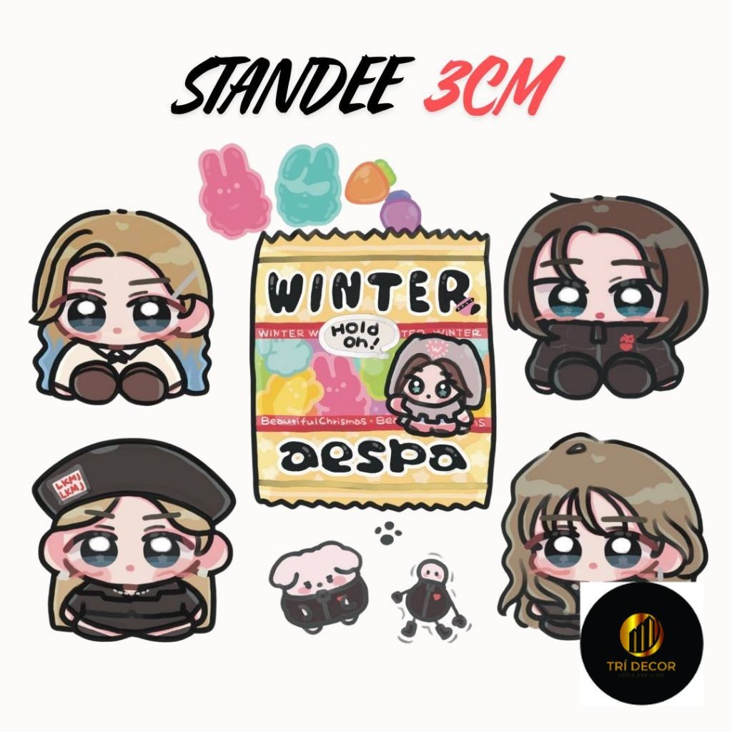 (3cm) Mô hình Standee Aespa Karina Winter NingNing Giselle ver Birthday in hình nhóm nhạc kpop thần 