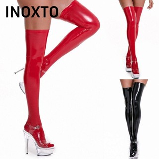 INOXTO Tất cao đến đùi , Tất dài bằng da Polyester PVC, Vớ da sáng bóng nữ chất lượng cao