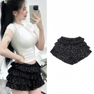 Quần Đùi Nhiều Tầng Hoa Nhí màu Đen - Be Bigsize Nữ