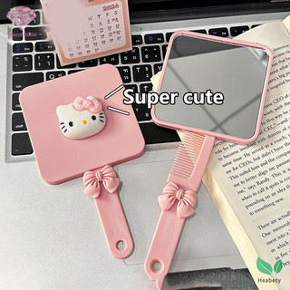 Gương hello kitty cầm tay kèm lược chải tóc hồng du lịch bỏ túi tiện lợi | Mây Beauty