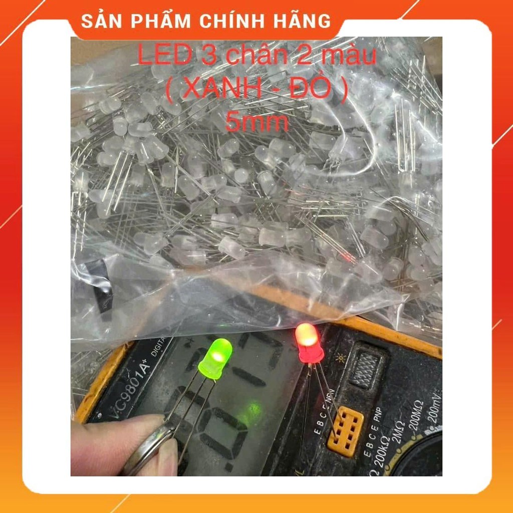 [ 50 con ]  LED 3 chân 2 màu XANH - ĐỎ 3mm 5mm