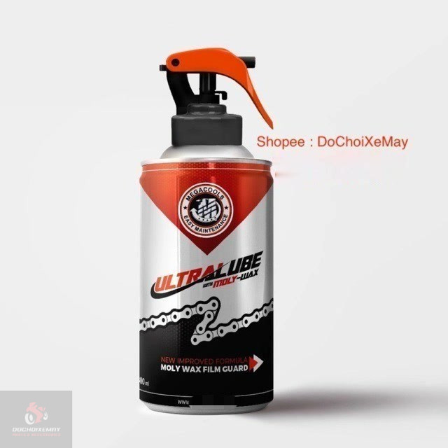 Dưỡng sên MEGACOOLS Ultra Lube Moly Wax Chainlube 300ml  siêu đặc, trong suốt cho mọi loại sên xe . DoChoiXeMay