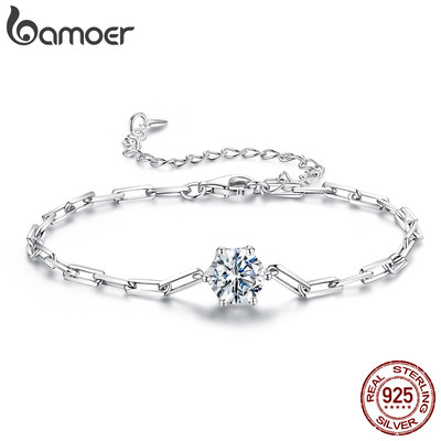 BAMOER Thiết Kế Ban Đầu Vòng Tay Bạc 925 Lấp Lánh Moissanite Trang Sức Quà Tặng Cho Nữ