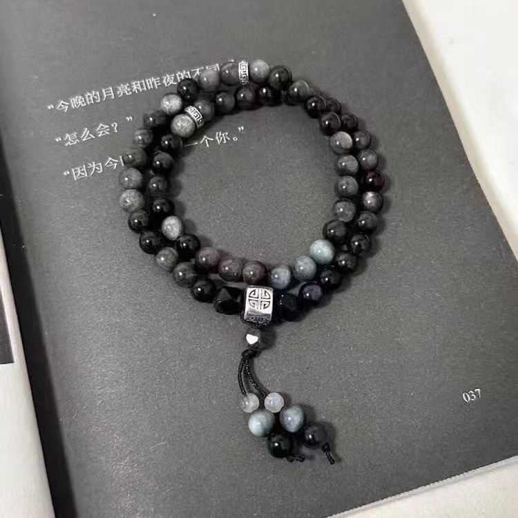 Vòng tay hai lớp hạt đen dành cho nam, thời trang và phù hợp làm quà tặng sinh nhật