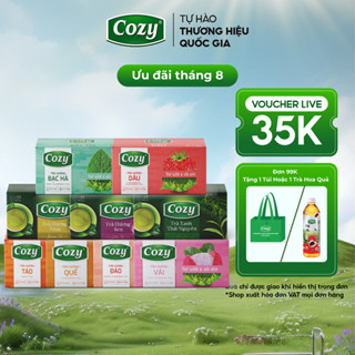 Trà Túi Lọc Cozy Các Vị, Trà Ô Long, Trà Xanh, Trà Nhài, Hồng Trà, Trà Sen, Trà Đào, Trà Dâu, Trà Vải, Trà Quế, Bạc Hà