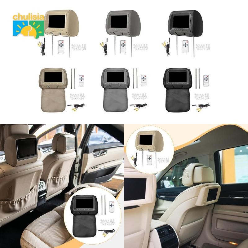 chulisia Màn hình tựa đầu ô tô với màn hình 7 inch màu đen với màn hình 7 inch Đầu vào Video đôi màu