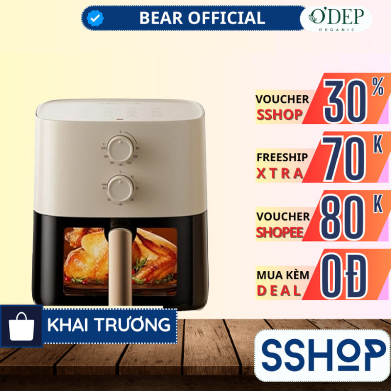 [Quốc tế] Nồi chiên không dầu 5L Bear Chính hãng, công nghệ nhiệt đối Lưu 360 độ QZG-J15M1 - SSHOP S