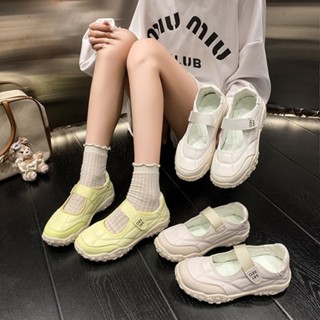 Phong Cách Mới Thoải Mái Thoáng Khí Ngón Chân Tròn Flat Velcro Đế Dày Mary Jane Loafers Thời Trang Sinh Viên Mặc Ngoài Trời Chống Trơn Trượt Thể Thao Đế Mềm Mary Jane