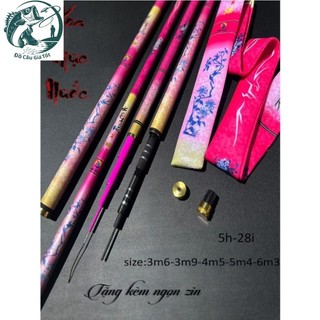  Cần Câu Tay Hoa Mực Nước Hồng 5H-28i  Tặng ngọn phụ  