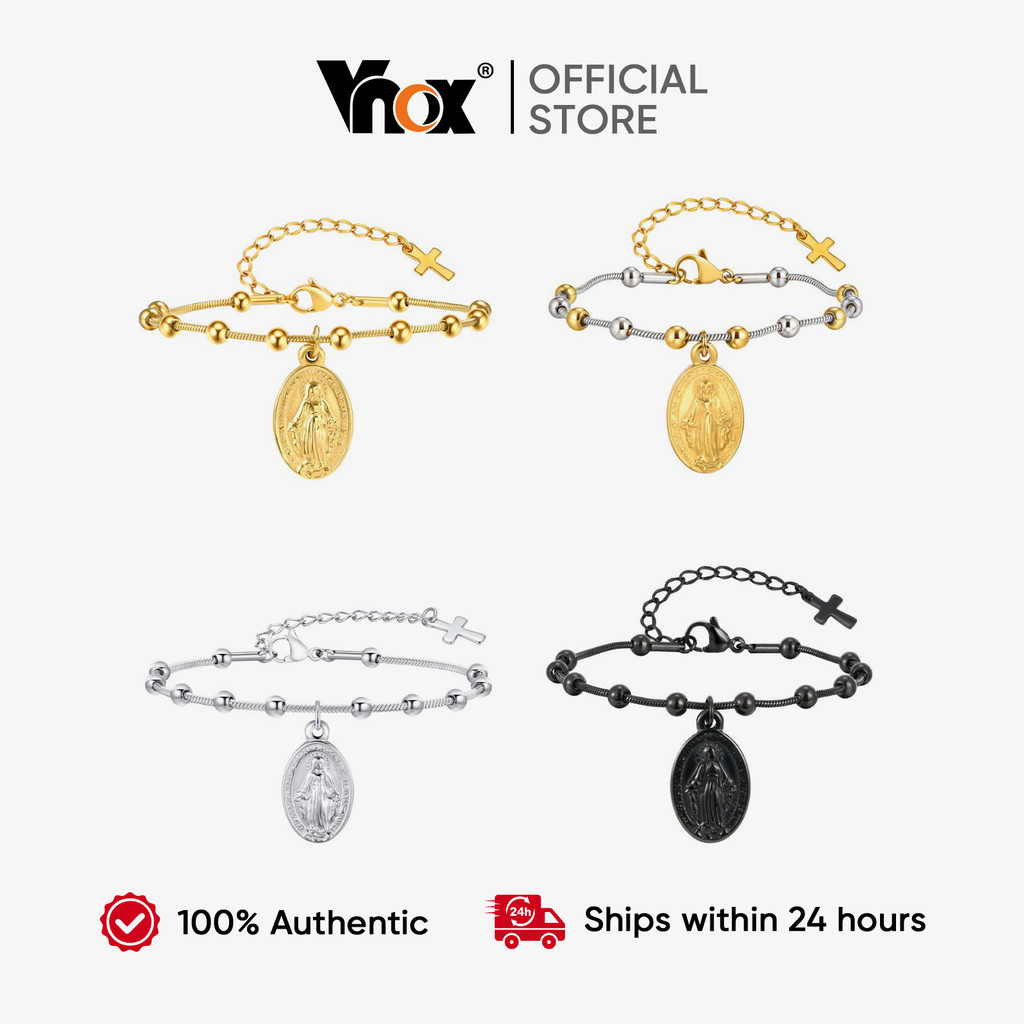 Mặt Dây Chuyền & Vòng Tay Hình Đức Mẹ Maria, Chúa Giêsu, Thánh Giá, Thép Không Gỉ, Phù Hợp Tín Đồ Cơ