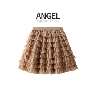 [5 Màu] ANGEL Váy mini nữ thời trang lưới màu trơn co giãn Hàn Quốc lưng cao chữ A trắng mỏng nhiều lớp váy voan xếp ly ngắn dành cho nữ