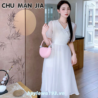 Váy nữ CHU MAN JIA, phong cách Ao Dai thanh lịch, váy thường ngày lưng cao, phong cách mới, váy chữ A thon gọn