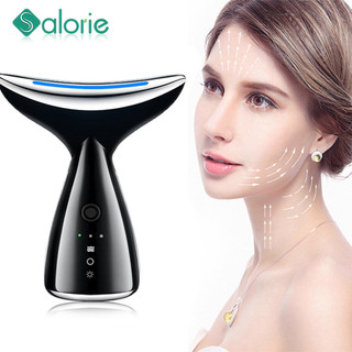 Salorie 3 màu led cổ dụng cụ làm đẹp photon máy mát xa micro dòng điện giảm nếp nhăn cổ dụng cụ mini làm đẹp dụng cụ