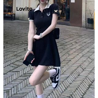 Áo liền quần Lovito xếp ly màu trơn phong cách thanh lịch cho nữ LNL64039