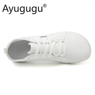 Ayugu Size 36 - 46 Giày Sneaker Đi Học Trắng Đen Nam Kid Nữ Trong Nhà Ngoài Trời Thoáng Khí Mũi Rộng Giày