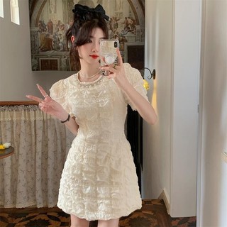 Váy Liền Ngắn Tay Công Nghiệp Nặng Kiểu Pháp Cao Cấp Váy Khí Chất Quý Cô Tôn Dáng Gầy Chít Eo Mẫu Mới Mùa Hè Cho Nữ