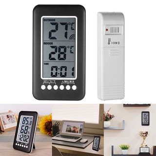 Thermometer Indoor Outdoor Temperature Meter Thermometer Clock Transmitter[SECL]
