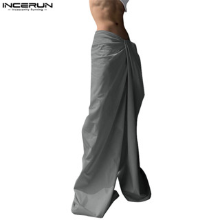 Incerun Nam Vintage Thiết Kế Xoắn Xoắn Thường Ngày Giải Cấu Trúc Quần Màu Trơn