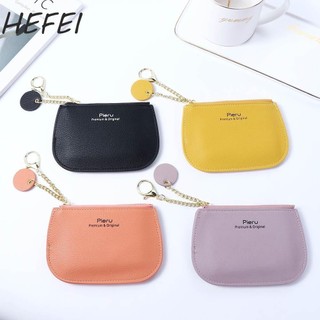 HEFEI Nhỏ Bé Gái Nữ Túi Đựng Thẻ Tín Dụng Kẹp Tiền Mặt Túi Đựng Tiền Xu Dây Kéo Ví Nữ Ngắn Ví