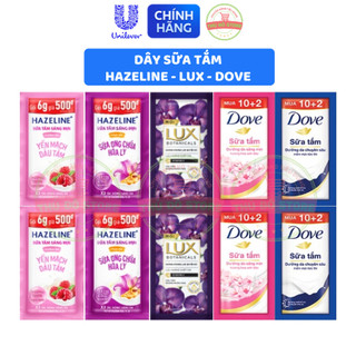 Dây sữa tắm hazeline | dove | lux trắng sáng mịn - dây 12 gói x 6g